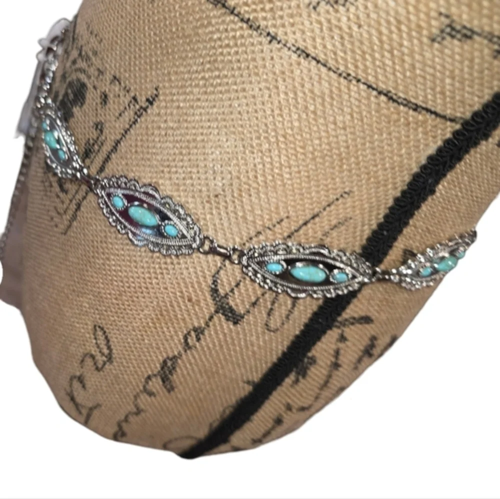 Haute Hippie Western Silver And Turquoise Tone Concho‎ Belt Size M/L New